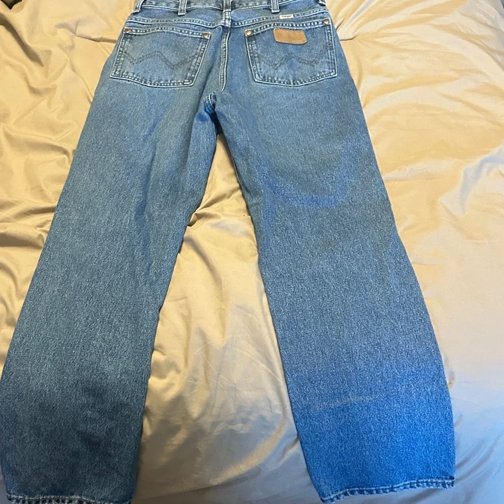 Wrangler Women's Distressed Blue Straight Leg Jeans Wild West 603 High Rise 28 l - Picture 5 of 7